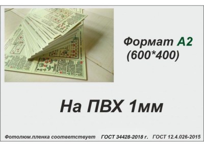 План эвакуации ГОСТ 2018, А2 (фотолюм.пленка, ПВХ 1 мм) 